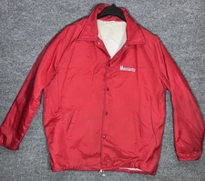Vintage 1980's Red Nylon Monsanto Farm Field Jacket Size XL Tall Chalk Line