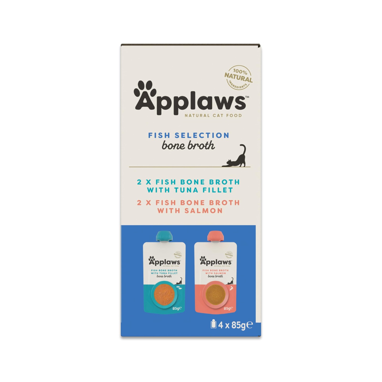 Applaws Natural Cat Food Toppers Fish Bone Broth Pouches - 4 x 85g - Image 3