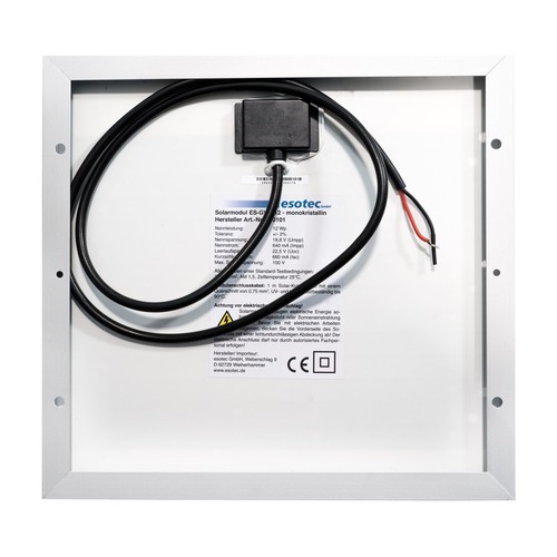 esotec monokristallines Solarmodul, 12Wp, 18V, 264x277x17mm, wetterfest, 130101 - Bild 3 von 7