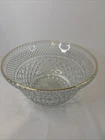 Vintage Anchor Hocking large bowl Wexford criss-cross Gold Rim EUC!!