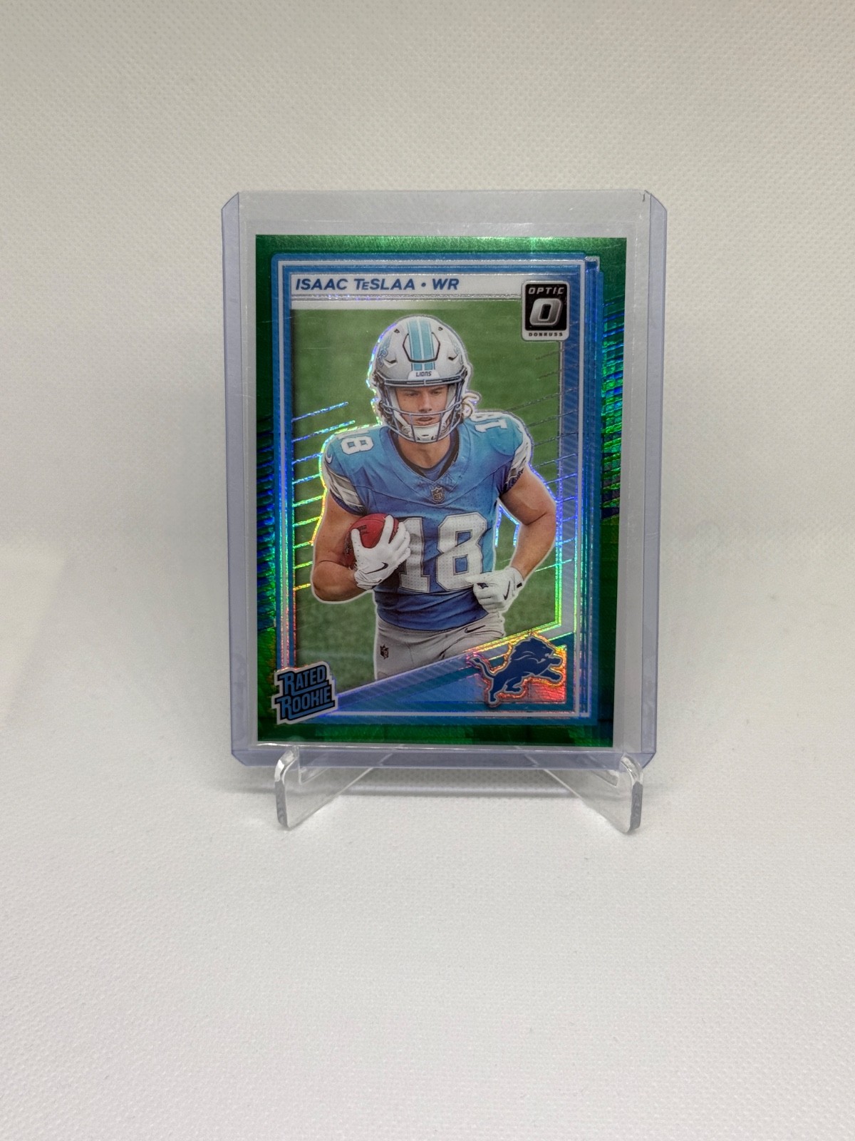 2025 Panini Donruss Optic - Rated Rookie Isaac Teslaa #219 Green Hyper Prizm