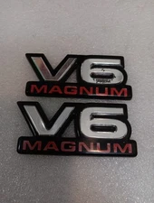 Dodge OEM V6 Magnum Front Fender Plastic Emblem Badge Logo Nameplate Name *PAIR*