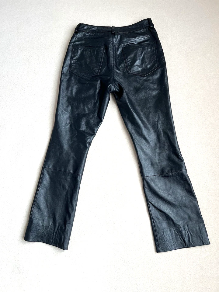 Wilsons Maxima Leather Pants Women's Size 4 Black Moto Bootcut Lined Y2K - Image 2 of 4