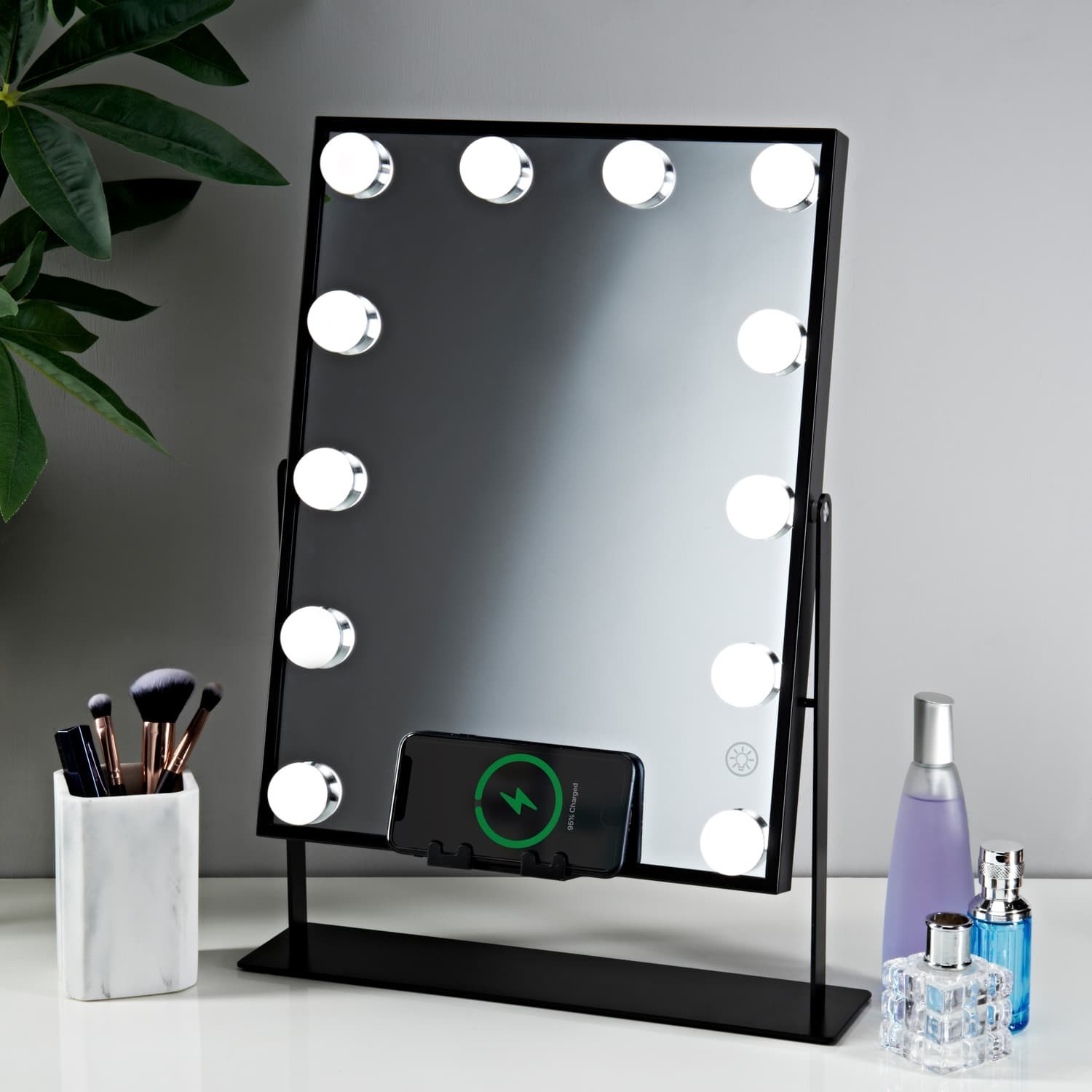 XL Large Hollywood Vanity Mirror Bluetooth Speaker With Lights Wireless Charging