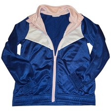 Puma Youth Zip-Up Track Jacket Girls Blue  Pink Light Jogger Athletic M 8-10 