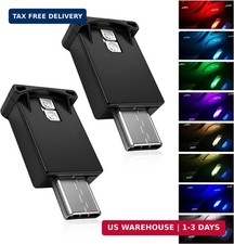 2 PCS RGB Car LED Interior Ambient Light USB Type C Smart Atmosphere Lamp