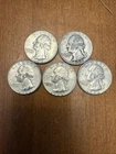 Lot of 5 US 90% Silver Washington Quarters $1.25 Face !