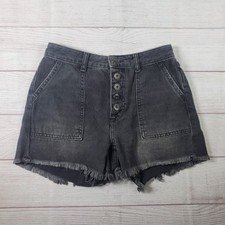 Free People We The Free Jesse Jean Distressed Black Denim Cutoff Shorts Size 24