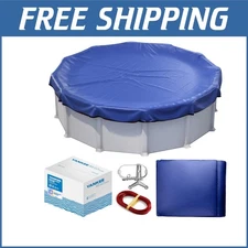Durable 21 ft Round Pool Cover with Steel-Core Fastenings - Winter Protection