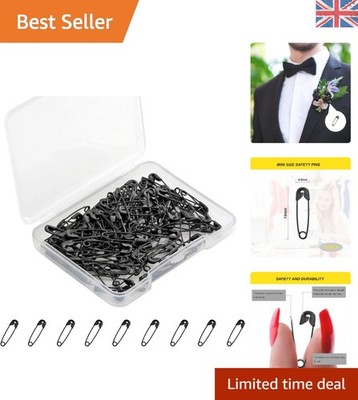 Schwarze Mini Sicherheitsnadeln Set - 120 vernickelter Stahl, perfekt zum Nähen