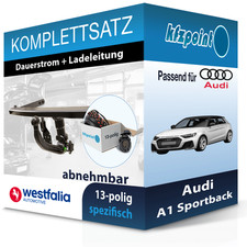 Für Audi A1 Sportback 12- WESTFALIA Anhängerkupplung abnehmbar + 13polig E-Satz
