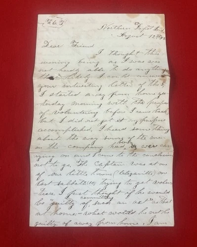 1862 Volunteering for Army Drunk Yankees Wishes Not to Go Civil War Letter