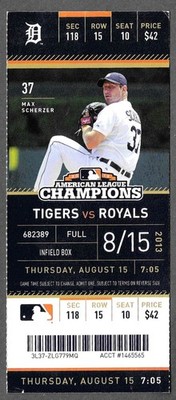August 15 2013 Detroit Tigers vs Kansas City Royals ticket stub MAX SCHERZER