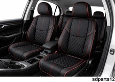 Sitzbezüge Kunstleder Schwarz - Rote Näht Kompletset Lux für Audi A3 A4 A6 Q3 Q5