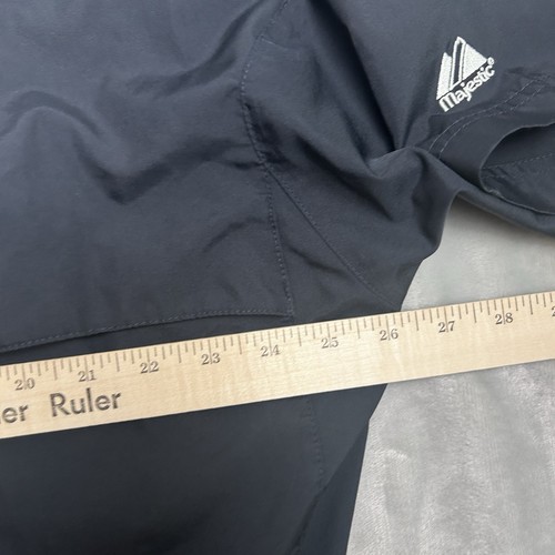 New York Yankees Shirt Men Large Blue Majestic Pullover Windbreaker Short Sleeve - Picture 12 of 15