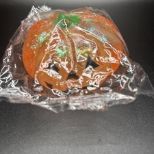 NEW Orange Glitter Pumpkin Jack O Lantern Sugar Squishy Toy