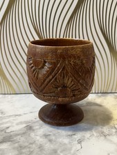 Vintage Hand Carved Wooden Goblet Chalice Pri...