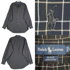Polo Ralph Lauren Shirt Oxford Mens Size Large Black Plaid Button Down LS