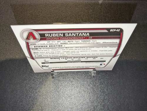2023 Bowman Sapphire Edition Ruben Santana Red Refractor /10 1st Bowman RC - Picture 11 of 11
