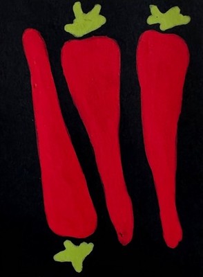 ACEO Original Acrylic Hot Red Pepper Veggie Art by Bri Sander 3.5 x 2.5 OOAK ATC