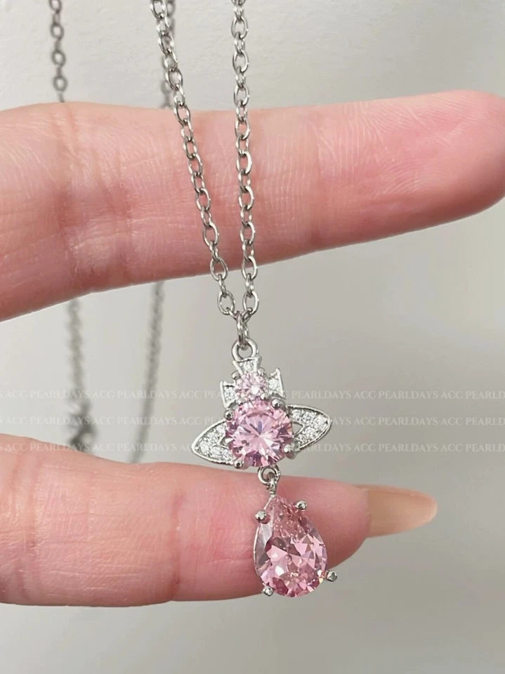 Collar Colgante Vivienne Westwood Gota Rosa Brillante Cristal Usado Foto 4 de 4