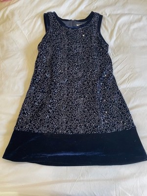 Monnalisa Chic Girls Sequin Velvet Blue Dress