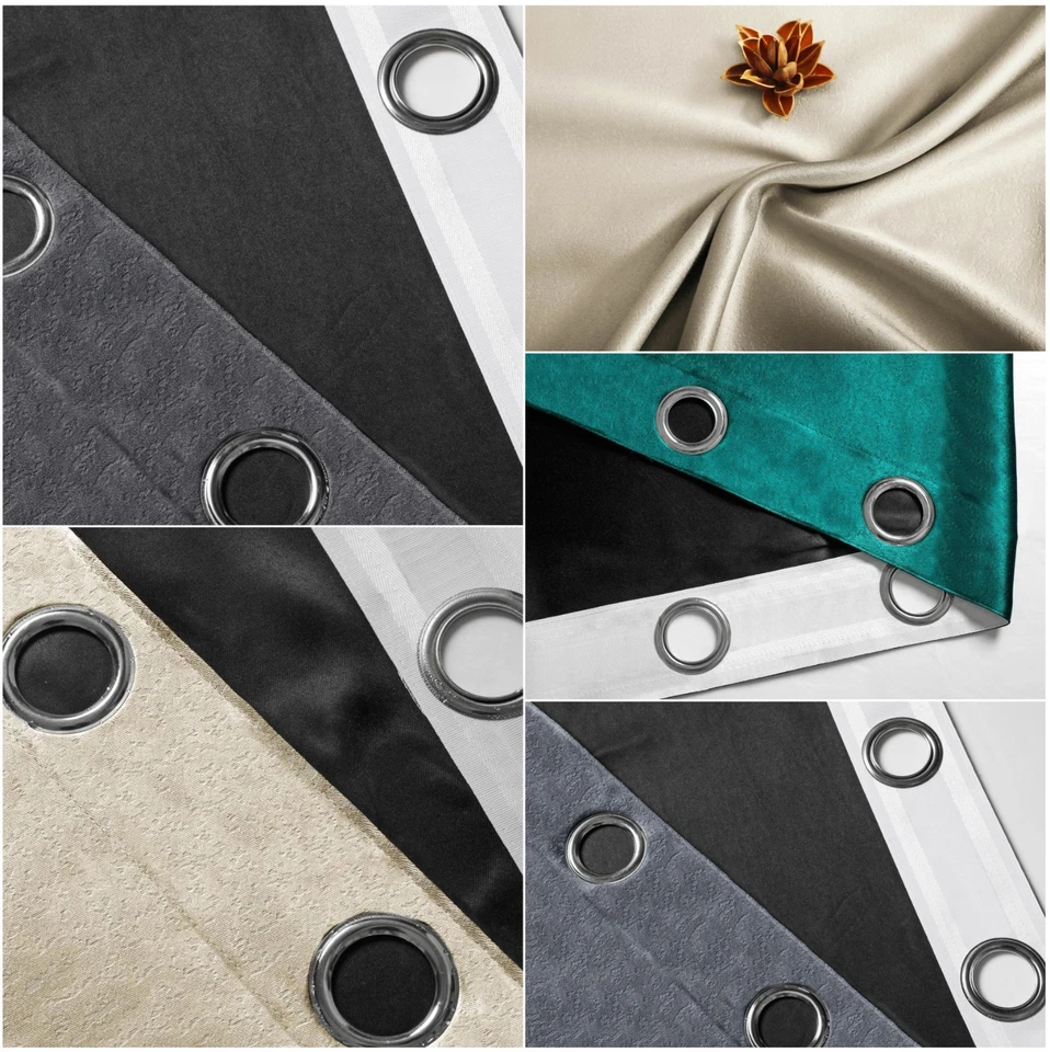 100% Blackout Curtain Eyelet Ring Top Ready Made Thick 320Gsm Curtain Pair Panel - Image 2 of 2