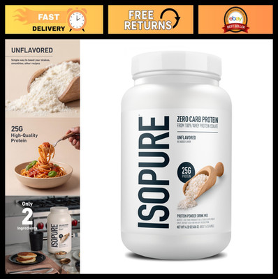Zero Carb Whey Isolate Protein Powder, Unflavored, 1 LB - Low Calorie, Keto Frie