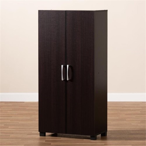 Baxton Studio Marine Schuhschrank mit 2 Türen aus Holz in Wenge Braun - Bild 4 von 10