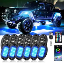 12Pods Metal RGB LED Rock Lights with Bluetooth APP/RF Remote Control, 288LED Mu