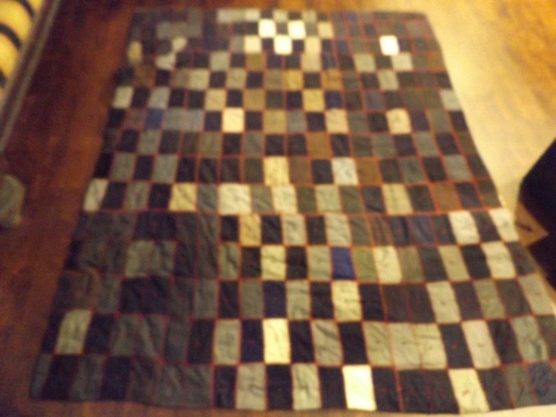 Antique Folk Art Textile Patchwork Quilt Crows Foot Embroidery Winter Weight