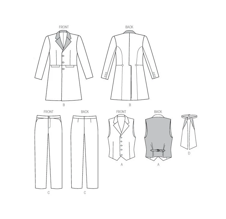 McCall 7003 Sz Sm-XXL Men Coat Frock Waistcoat Pant Victorian Edwardian Pattern - Image 3 of 4