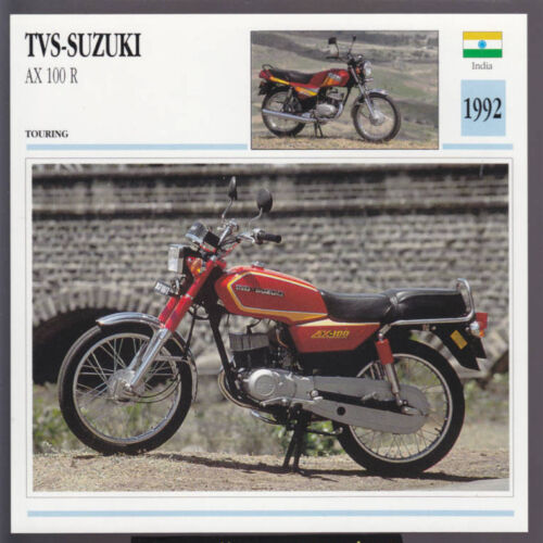 1992 TVS-Suzuki AX 100cc R (98cc) India-Japan Motorcycle Photo Spec Info Card - Picture 1 of 1