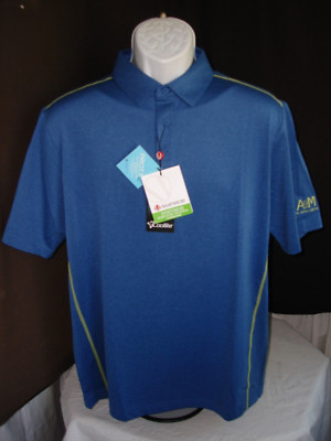 NWT Sunice CoolLite PROTX2  Blue w/Green Stitching Poly/Spandex S/S Polo Shirt M