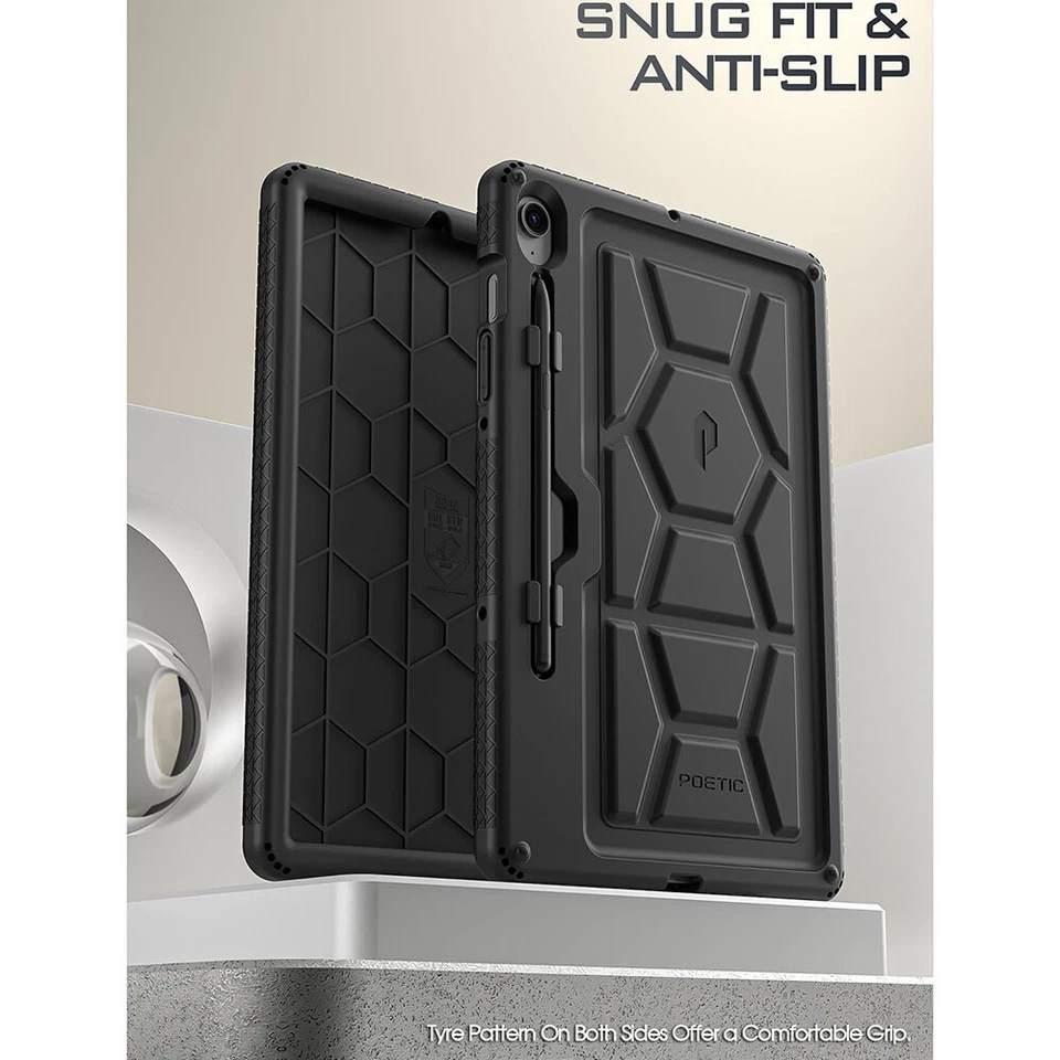 For Galaxy Tab S10 FE / S9 FE / S10 LITE Case Poetic Silicone Cover Black - Image 3 of 4