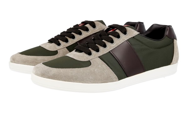 Prada Leder Sneaker Linea Rossa - 4E3086 - Grau Oliv GrüN - Neu - 9 43-image