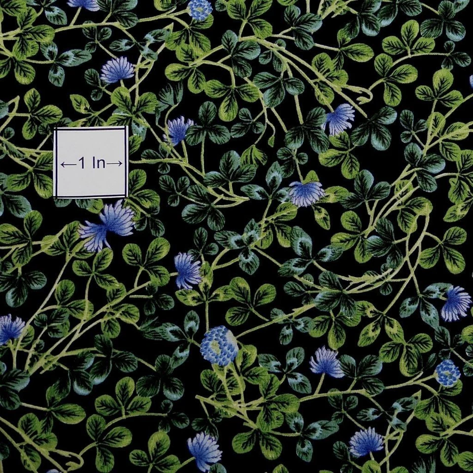 Little Lavender Flowers & Green Foliage on Black, Kona Bay Cotton, Per 1/2 Yd - Image 2 of 4