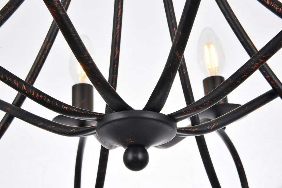 Lámpara de araña de bronce oscuro para casa de campo casa de campo comedor 28" Foto 4 de 4