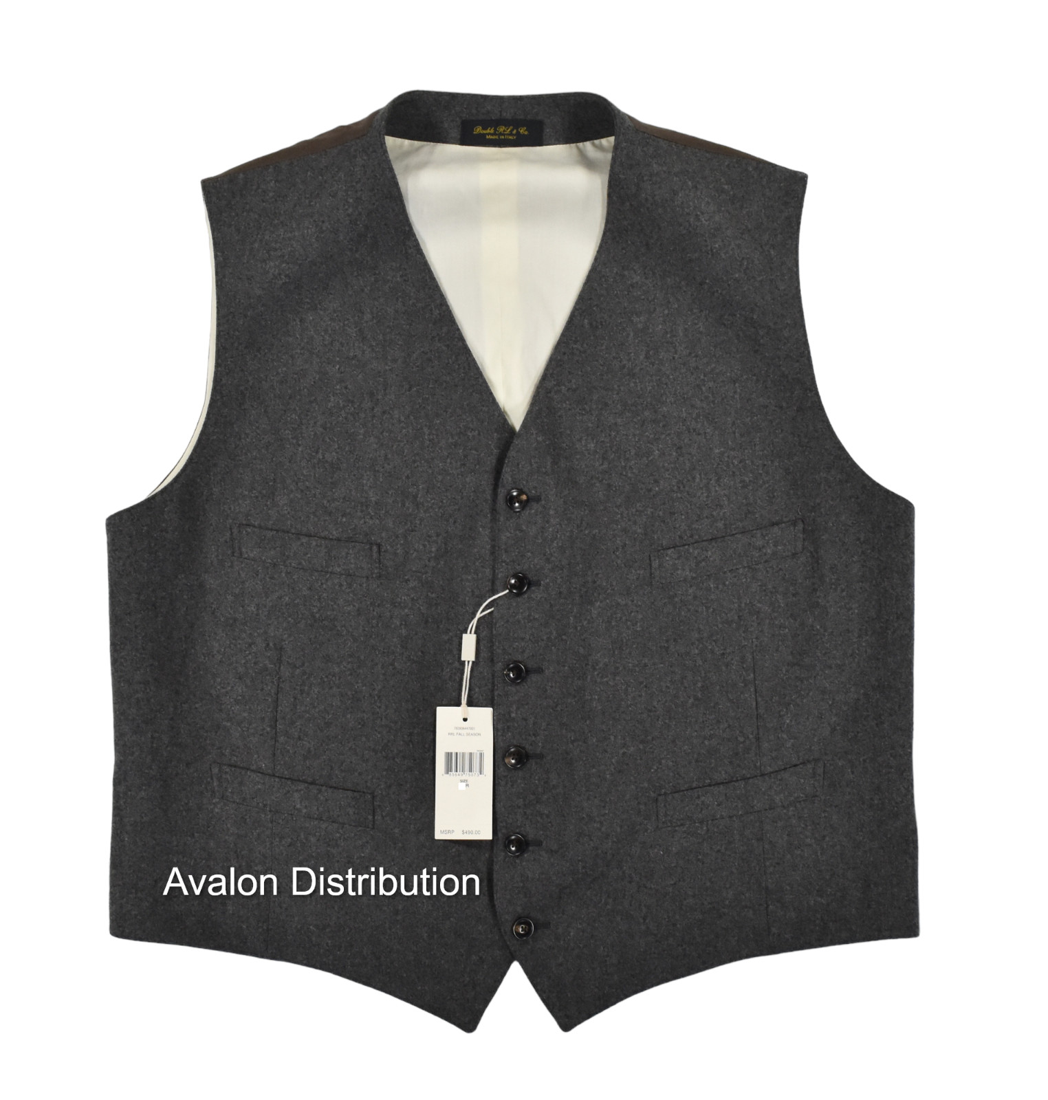 Ralph Lauren RRL Grey Wool Flannel Buckleback Dress Vest New $490