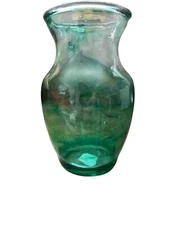 Handcrafted Glass Vase With Blue/Green Resin - 8 Inches Tall