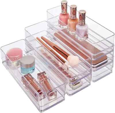 STORi SimpleSort 6-Piece Stackable Clear Drawer Organizer Set | 9'' x 3'' x 2'' Rec