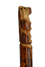 Bear Carved Hardwood Walking Stick, Hand Carved Staff,  Made in the USA, Custom