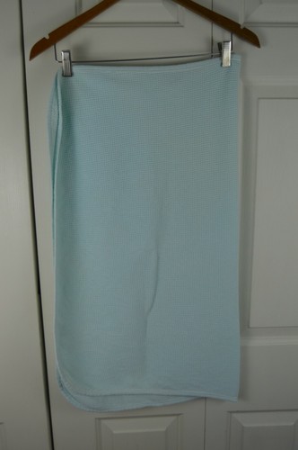 Baby Morgan Aqua Blue Thermal Baby Blanket Waffle Weave Cotton USA Made Vintage - Picture 2 of 11