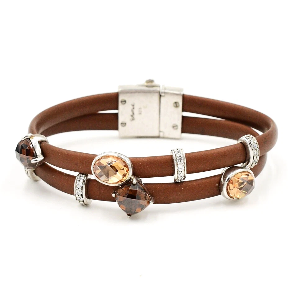 Sterling Silver 925 & Venezia Rubber Designer Belle Etoile CZ Bracelet 6 3/4" - Image 2 of 4