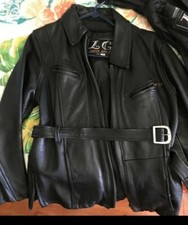 Womens Leather Gear Black Riding Jacket With Belt Sz M Biker Thinsulate Lining