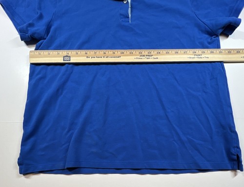 Lands' End Kids Short Sleeve Polo Shirt Blue Large (14-16) Plaid Collar Cotton - Picture 5 of 6