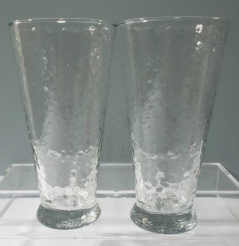 2 Southern Living Home Southern Sippers LG Hammered Glass Tumblers 7-1/4" 22oz