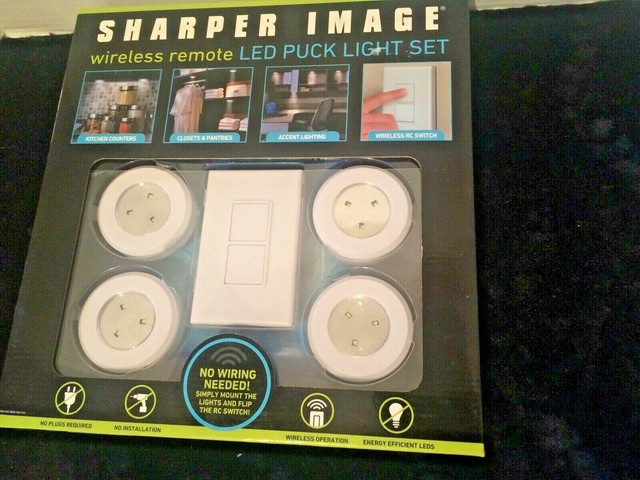 wireless remote led puck light set sharper image new ebay sharper image led puck light