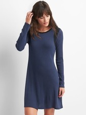 NEW GAP Womens Swing Stretch Sweater Dress Rib Colorblock Blue Black XS S M NWT