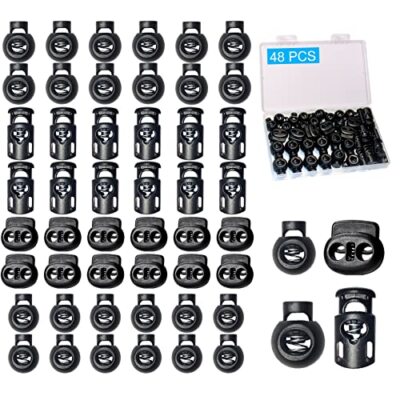 48pcs Upgraded Plastic Cord Lock Draw String Clip with Spring Toggle Stoppers